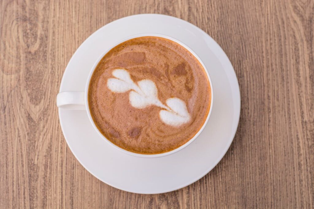 Overhead Shot of an Espresso with Heart Shaped Latte Art